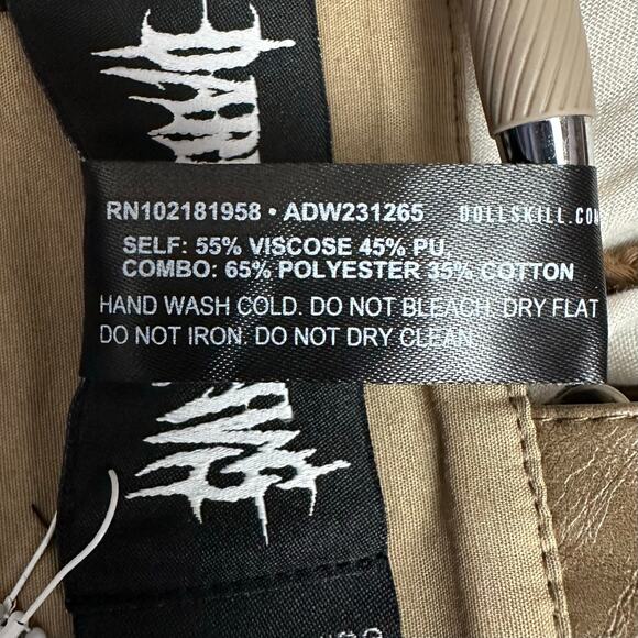 Dolls Kill XXS Darker Wavs Handkerchief Dress Brown Vegan Leather Asymmetrical - Picture 5 of 6